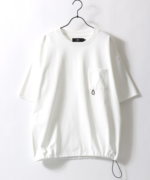 SITRY(シトリー)の「SITRY Drawcord Function T-shirt/別注 吸水速乾 UVカット ストレッチ オーバーサイズ ドローコード 半袖Tシャツ レディース メンズ(Tシャツ/カットソー・メンズ・ホワイト/スミクロ/ブラック・M/L/LL)」の4枚目の写真