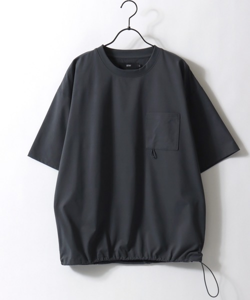 SITRY(シトリー)の「SITRY Drawcord Function T-shirt/別注 吸水速乾 UVカット ストレッチ オーバーサイズ ドローコード 半袖Tシャツ レディース メンズ(Tシャツ/カットソー・メンズ・ホワイト/スミクロ/ブラック・M/L/LL)」の6枚目の写真