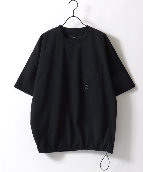 SITRY(シトリー)の「SITRY Drawcord Function T-shirt/別注 吸水速乾 UVカット ストレッチ オーバーサイズ ドローコード 半袖Tシャツ レディース メンズ(Tシャツ/カットソー・メンズ・ホワイト/スミクロ/ブラック・M/L/LL)」の5枚目の写真