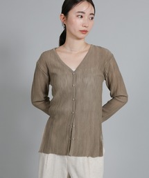 【Et】Sheer Ribbed Deep Side Slit cardigan