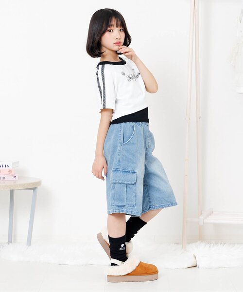 algy（アルジー）の「ハートalgyロゴルーズソックス（ソックス/靴下・キッズ・オフホワイト/ピンク/サックスブルー/ブラック・24/21）」の5枚目の写真