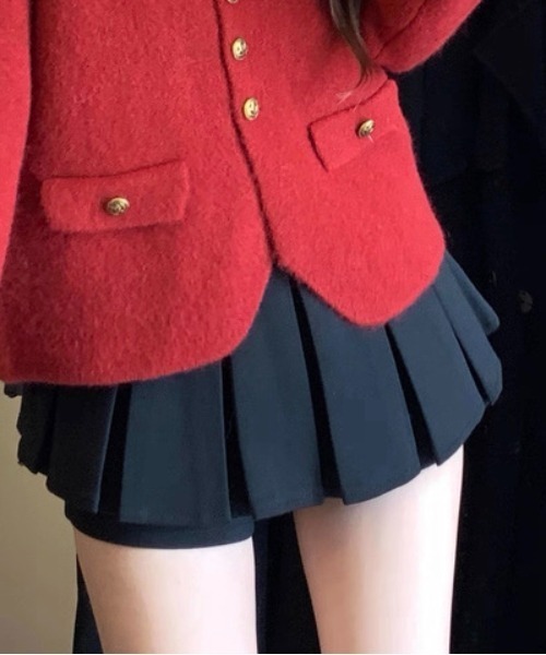 Ada.(エイダ)の「【Mellfy】ベルト付き プリーツ ミニスカート インパン(スカート・レディース・ブラック/チャコール・M/S)」の3枚目の写真