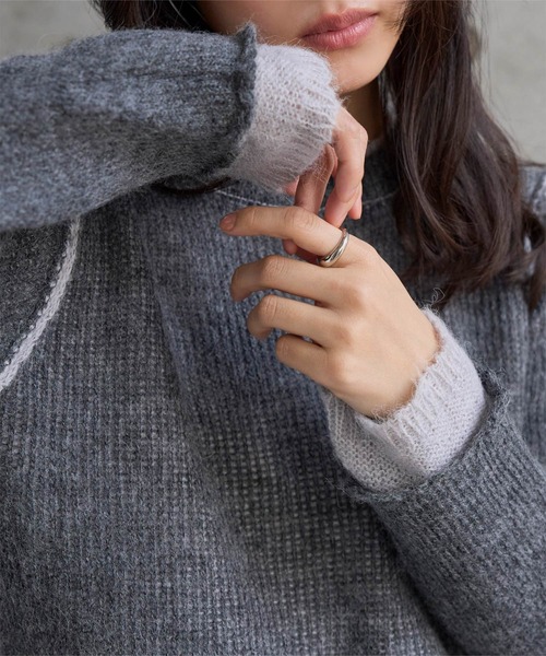 KOBE LETTUCE(コウベレタス)の「モヘアタッチレイヤード風ニットトップス(ニット/セーター・レディース・ピンク/グレー・M)」の4枚目の写真