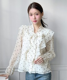 by muni:r（バイ ムニール）の「【着用動画あり・選べる柄!】フリルリボンブラウス 2026 SS COLLECTION（シャツ/ブラウス）」