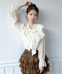 by muni:r（バイ ムニール）の「【着用動画あり・選べる柄!】フリルリボンブラウス 2026 SS COLLECTION（シャツ/ブラウス）」