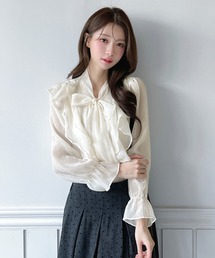 by muni:r（バイ ムニール）の「【着用動画あり・選べる柄!】フリルリボンブラウス 2026 SS COLLECTION（シャツ/ブラウス）」