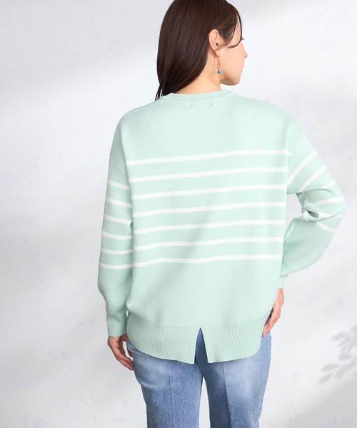 GALLORIA（ギャローリア）の「ボーダー柄ゆるニット（ニット/セーター・レディース・ライトベージュ/ミント/ネイビー・S/M/LL/L）」の8枚目の写真