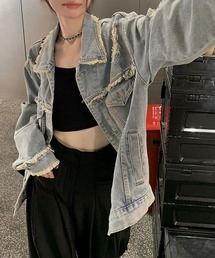 center i（センターアイ）の「オーバーサイズダメージデニムブルゾン（デニムジャケット）」