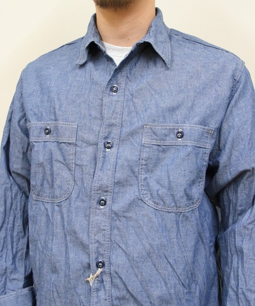 orSlow（オアスロウ）の「orSlow/オアスロウ　リラックスフィット シャンブレー ワークシャツ　RELAX FIT CHAMBRAY WORK SHIRT（シャツ/ブラウス・メンズ・ブルー・2/3）」の6枚目の写真