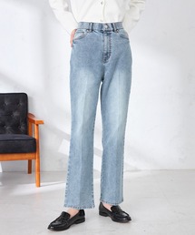 GALLORIA（ギャローリア）の「【ウエスト平ゴム内蔵】デニムセミフレアパンツ（デニムパンツ）」