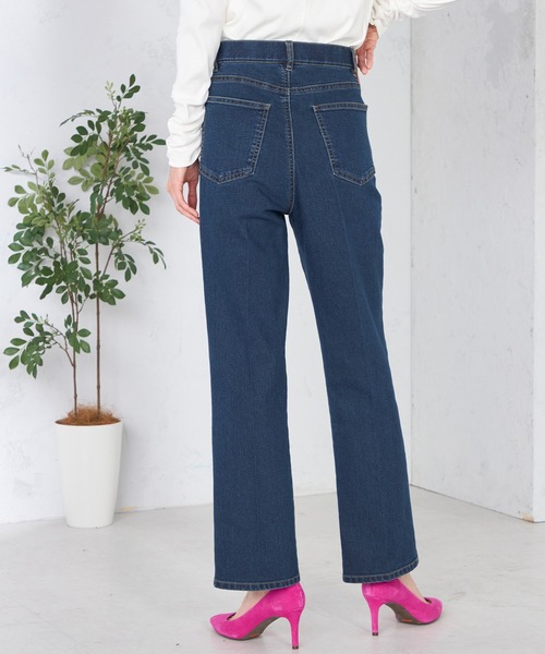 GALLORIA（ギャローリア）の「【ウエスト平ゴム内蔵】デニムセミフレアパンツ（デニムパンツ・レディース・ネイビー/ライトブルー・L/LL/M/S）」の7枚目の写真