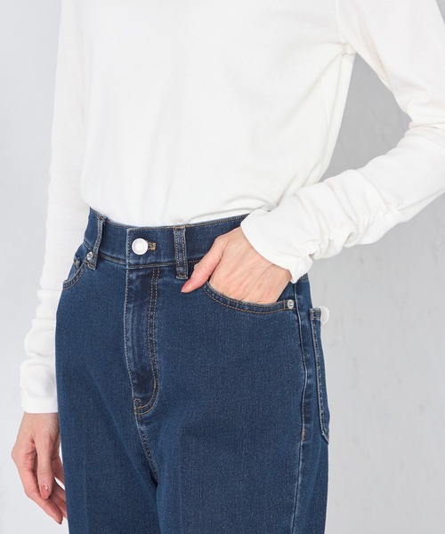 GALLORIA（ギャローリア）の「【ウエスト平ゴム内蔵】デニムセミフレアパンツ（デニムパンツ・レディース・ネイビー/ライトブルー・L/LL/M/S）」の8枚目の写真