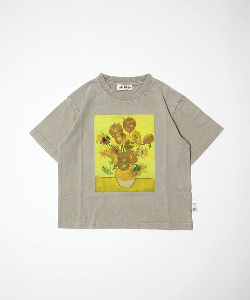 MAKE YOUR DAY（メイクユアデイ）の「製品染めひまわり半袖Tシャツ■80～140cm（Tシャツ/カットソー・キッズ・ベージュ/チャコールグレー・90/100/110/120/130/140/80）」の2枚目の写真