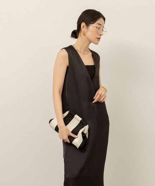 MAQWEL（マクウェル）の「【MAQWEL/マクウェル】ウォッシャブルサテンワンピース（ワンピース・レディース・ベージュ/ブラック・FREE）」の19枚目の写真