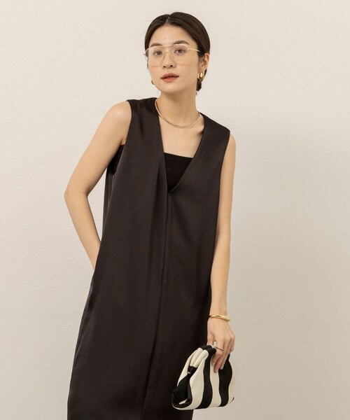 MAQWEL（マクウェル）の「【MAQWEL/マクウェル】ウォッシャブルサテンワンピース（ワンピース・レディース・ベージュ/ブラック・FREE）」の20枚目の写真