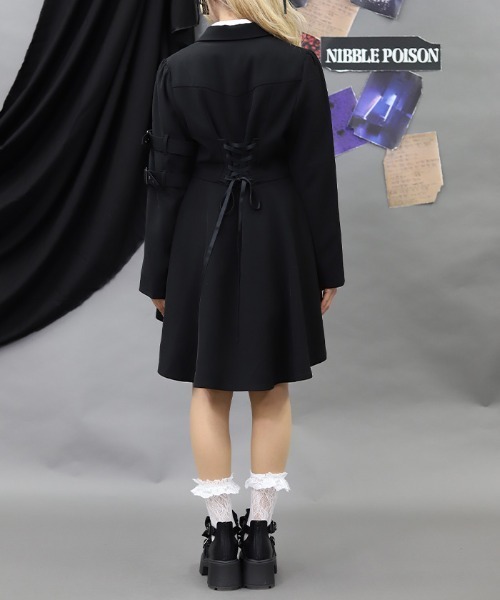 NIBBLE POISON(ニブルポイズン)の「フィッシュテールロングジャケット(テーラードジャケット・レディース・ブルーグリーン/ブラック・MEDIUM)」の12枚目の写真