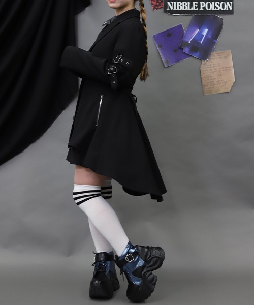 NIBBLE POISON(ニブルポイズン)の「フィッシュテールロングジャケット(テーラードジャケット・レディース・ブルーグリーン/ブラック・MEDIUM)」の15枚目の写真