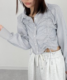 フロントシャーリングショート丈シャツ