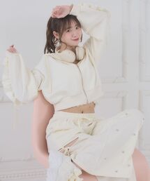 MAJESTIC LEGON | 袖フリルクロップドパーカー(パーカー)