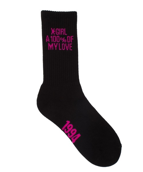 X-girl(エックスガール)の「HEAVY BLOCK LOGO RIBBED SOCKS(ソックス/靴下・レディース・ブラック/ホワイト・ONE SIZE)」の3枚目の写真