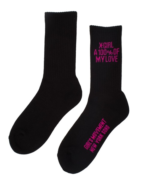 X-girl(エックスガール)の「HEAVY BLOCK LOGO RIBBED SOCKS(ソックス/靴下・レディース・ブラック/ホワイト・ONE SIZE)」の4枚目の写真