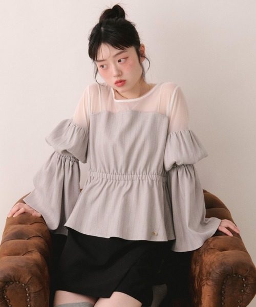 loin nuit（ロワンニュイ）の「sheer docking puff tops / シアー