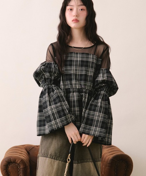 loin nuit（ロワンニュイ）の「sheer docking puff tops / シアー
