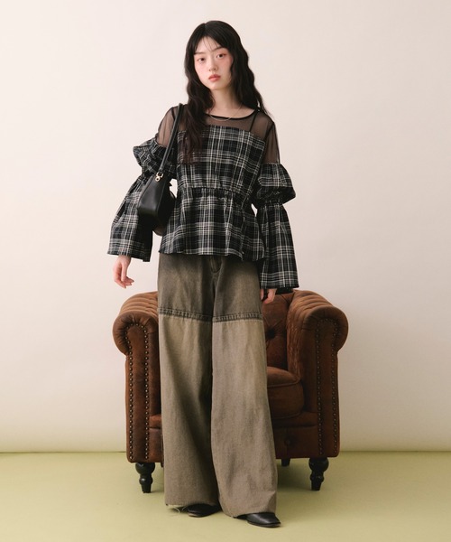loin nuit（ロワンニュイ）の「sheer docking puff tops / シアー