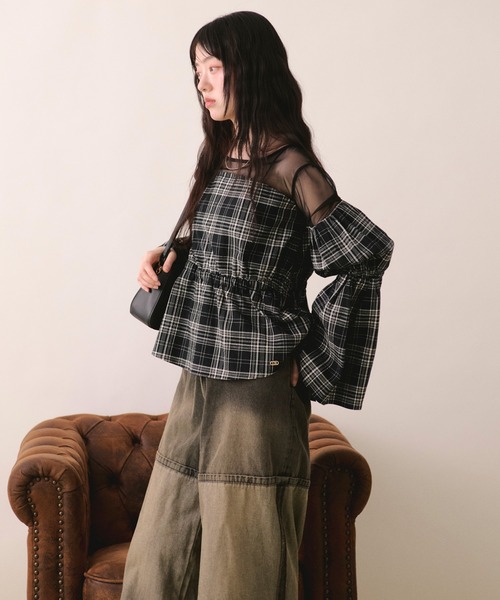 loin nuit(ロワンニュイ)の「sheer docking puff tops / シアードッキングパフトップス(シャツ/ブラウス・レディース・ブラック/グレー/アイボリー/チャコールグレー・FREE)」の14枚目の写真