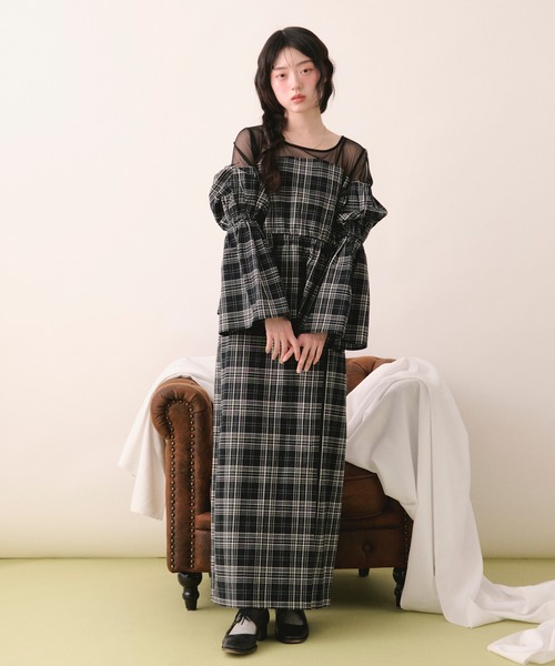 loin nuit(ロワンニュイ)の「sheer docking puff tops / シアードッキングパフトップス(シャツ/ブラウス・レディース・ブラック/グレー/アイボリー/チャコールグレー・FREE)」の7枚目の写真