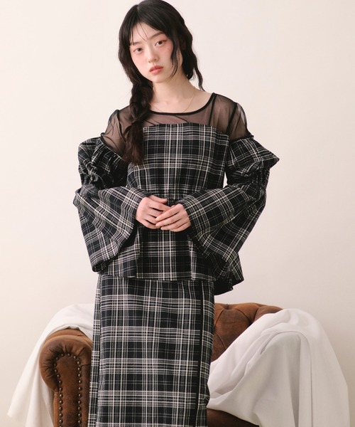 loin nuit(ロワンニュイ)の「sheer docking puff tops / シアードッキングパフトップス(シャツ/ブラウス・レディース・ブラック/グレー/アイボリー/チャコールグレー・FREE)」の19枚目の写真