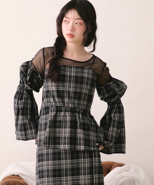 loin nuit(ロワンニュイ)の「sheer docking puff tops / シアードッキングパフトップス(シャツ/ブラウス・レディース・ブラック/グレー/アイボリー/チャコールグレー・FREE)」の20枚目の写真