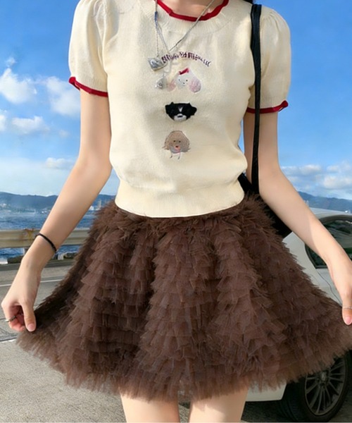 AMAJI(アマジ)の「チュールフリルミニスカート(スカート・レディース・ホワイト/ブラウン/グレー/ブラック・FREE)」の12枚目の写真