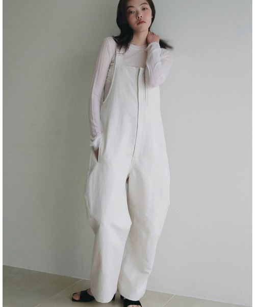 anuke（アンヌーク）の「Cotton Wide Salopette（サロペット/オーバーオール・レディース・ブラウン/アイボリー・38inch/36inch）」の2枚目の写真