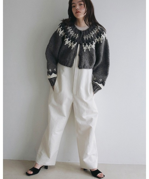 anuke（アンヌーク）の「Cotton Wide Salopette（サロペット/オーバーオール・レディース・ブラウン/アイボリー・38inch/36inch）」の7枚目の写真