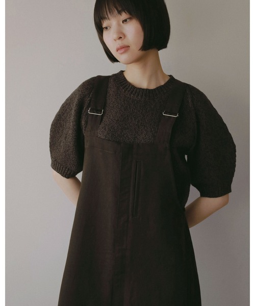 anuke（アンヌーク）の「Cotton Wide Salopette（サロペット/オーバーオール・レディース・ブラウン/アイボリー・38inch/36inch）」の10枚目の写真