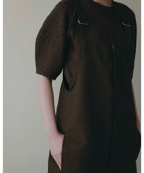 anuke（アンヌーク）の「Cotton Wide Salopette（サロペット/オーバーオール・レディース・ブラウン/アイボリー・38inch/36inch）」の11枚目の写真