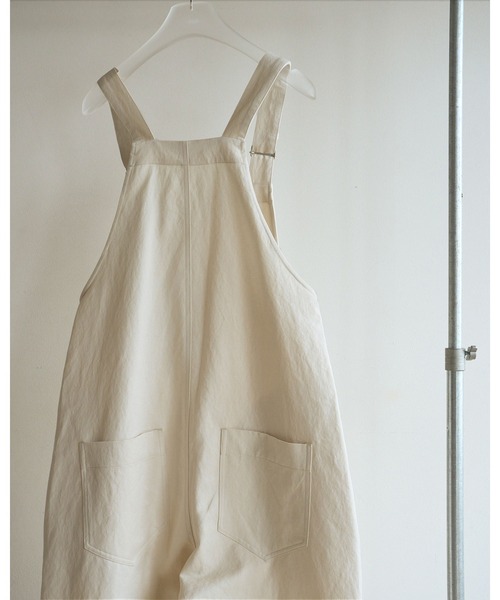 anuke（アンヌーク）の「Cotton Wide Salopette（サロペット/オーバーオール・レディース・ブラウン/アイボリー・38inch/36inch）」の4枚目の写真