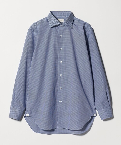 green label relaxing（グリーンレーベルリラクシング）の「MADE BY HITOYOSHI ギンガムチェック ワイドカラー ドレスシャツ（ビジネスシャツ・メンズ・ネイビー・42cm/41cm/40cm/43cm/39cm/38cm/37cm）」の7枚目の写真