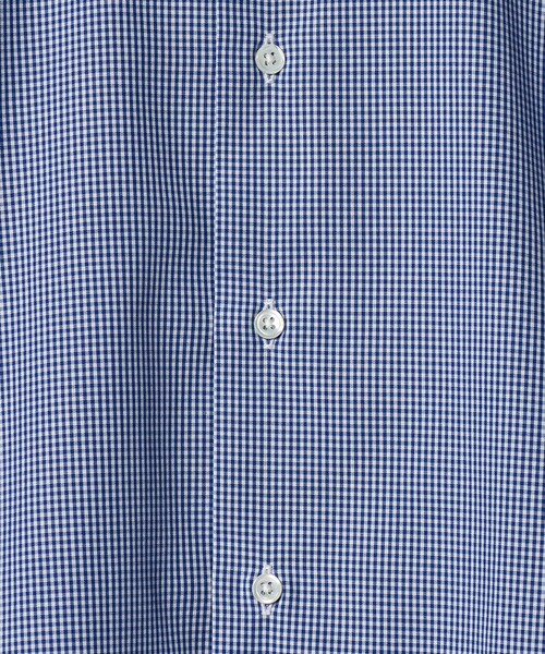 green label relaxing（グリーンレーベルリラクシング）の「MADE BY HITOYOSHI ギンガムチェック ワイドカラー ドレスシャツ（ビジネスシャツ・メンズ・ネイビー・42cm/41cm/40cm/43cm/39cm/38cm/37cm）」の5枚目の写真