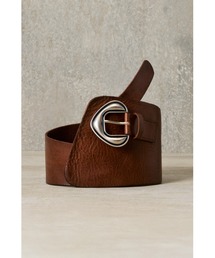 Desigual | 【Desigual Studio】牛革100% ゴールドバックル ワイドレザーベルト(ベルト)