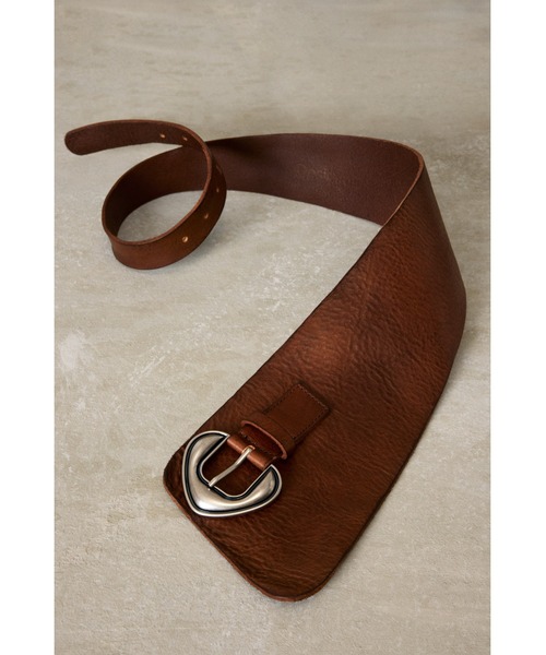 Desigual（デシグアル）の「【Desigual Studio】牛革100% ゴールドバックル ワイドレザーベルト（ベルト・レディース・ブラウン・85）」の3枚目の写真