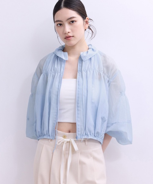 ADAM ET ROPE'(アダムエロペ)の「【WEB限定】ドロストネックギャザーブルゾン(シャツ/ブラウス・レディース・ブラック/サックスブルー/ホワイト系その他5・FREE)」の9枚目の写真