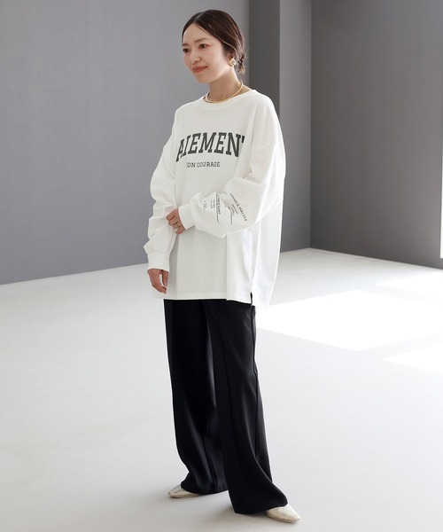 Aletta vita(アレッタビータ)の「綿天竺長袖ロゴカットソー(Tシャツ/カットソー・レディース・ネイビー/オフホワイト・M)」の12枚目の写真