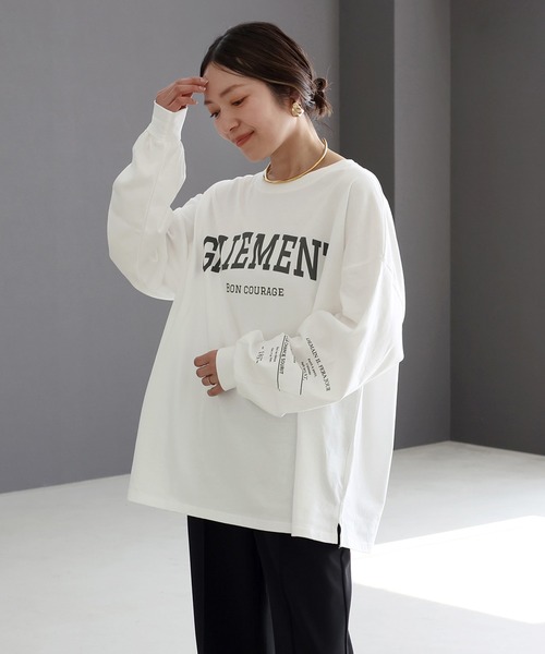 Aletta vita(アレッタビータ)の「綿天竺長袖ロゴカットソー(Tシャツ/カットソー・レディース・ネイビー/オフホワイト・M)」の5枚目の写真
