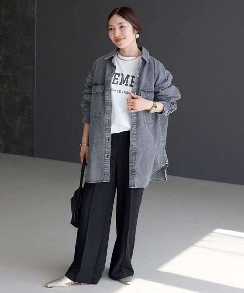 Aletta vita(アレッタビータ)の「綿天竺長袖ロゴカットソー(Tシャツ/カットソー・レディース・ネイビー/オフホワイト・M)」の15枚目の写真