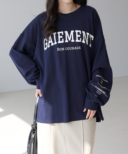 Aletta vita(アレッタビータ)の「綿天竺長袖ロゴカットソー(Tシャツ/カットソー・レディース・ネイビー/オフホワイト・M)」の17枚目の写真