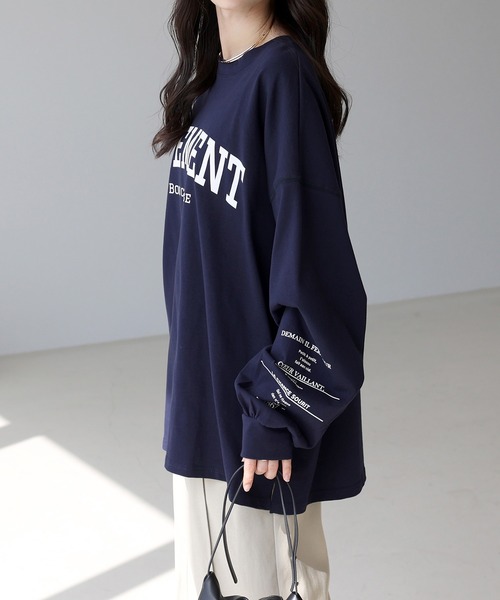 Aletta vita(アレッタビータ)の「綿天竺長袖ロゴカットソー(Tシャツ/カットソー・レディース・ネイビー/オフホワイト・M)」の19枚目の写真
