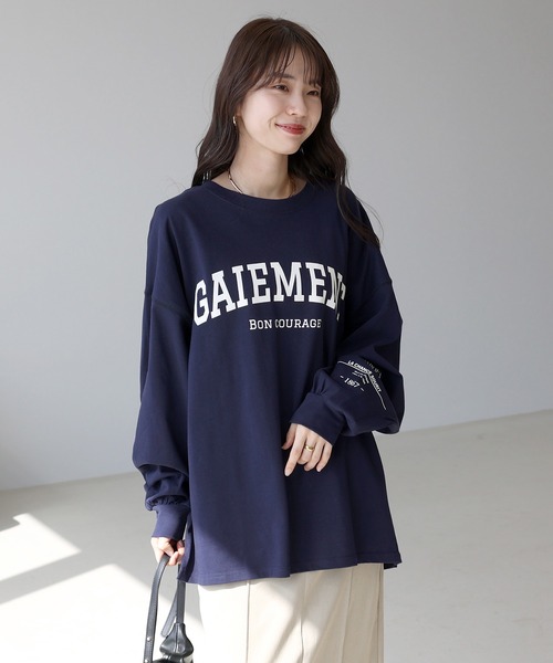 Aletta vita(アレッタビータ)の「綿天竺長袖ロゴカットソー(Tシャツ/カットソー・レディース・ネイビー/オフホワイト・M)」の21枚目の写真