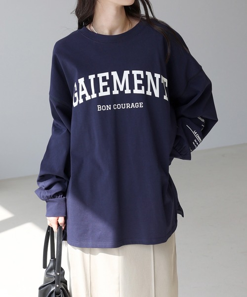 Aletta vita(アレッタビータ)の「綿天竺長袖ロゴカットソー(Tシャツ/カットソー・レディース・ネイビー/オフホワイト・M)」の18枚目の写真